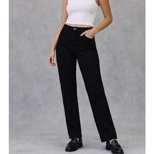 7 For All Mankind Luxe Vintage Black Straight Jeans Size 28 Mid Rise Stretch